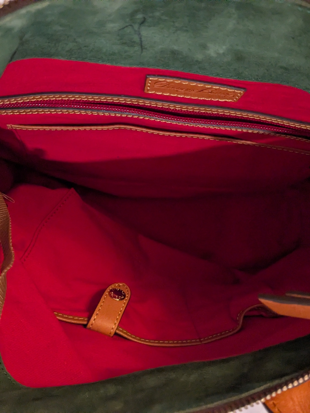 Dooney & Bourke Black Leather Zip-Top Tote with Tan Trim - Picture 7 of 15